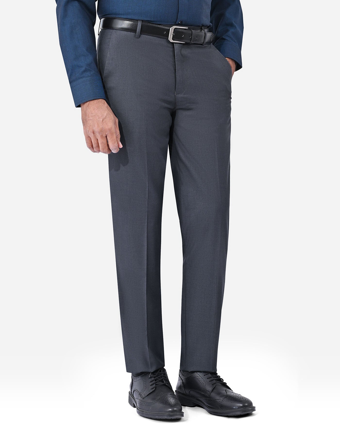 Grey Plain Formal Trouser Smart Fit FT613-1S-30