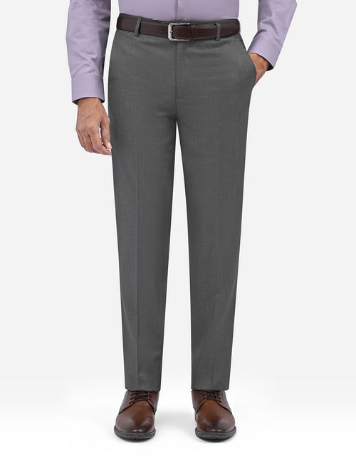 D Grey Texture Classic Fit Formal Trouser