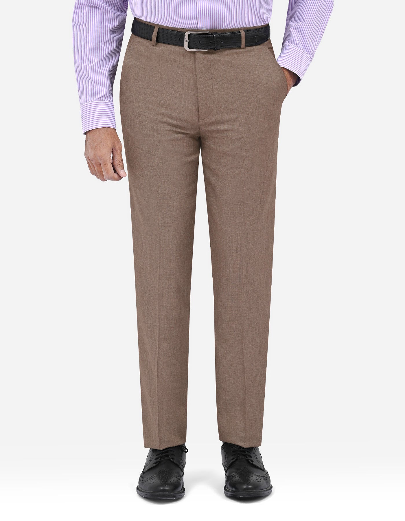 D Brown Texture Formal Trouser Classic Fit FT636-1C-30