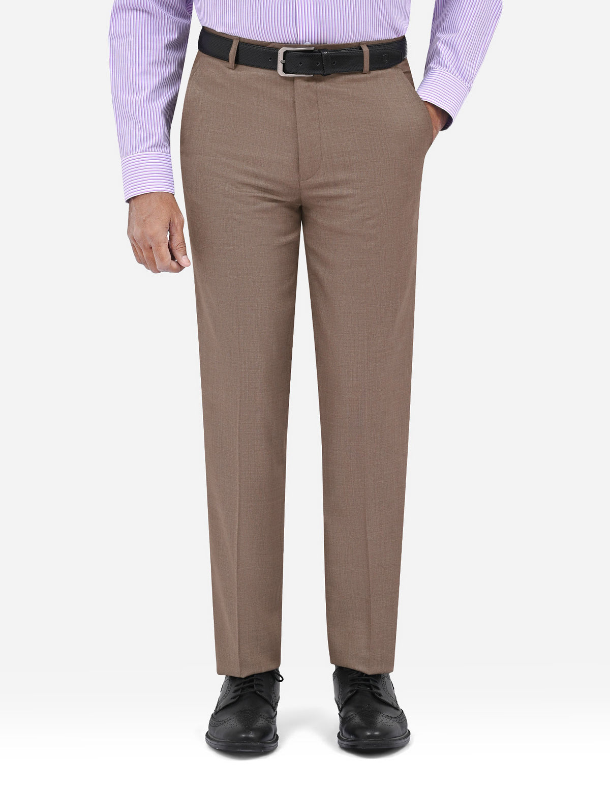 D Brown Texture Formal Trouser Classic Fit FT636-1C-30