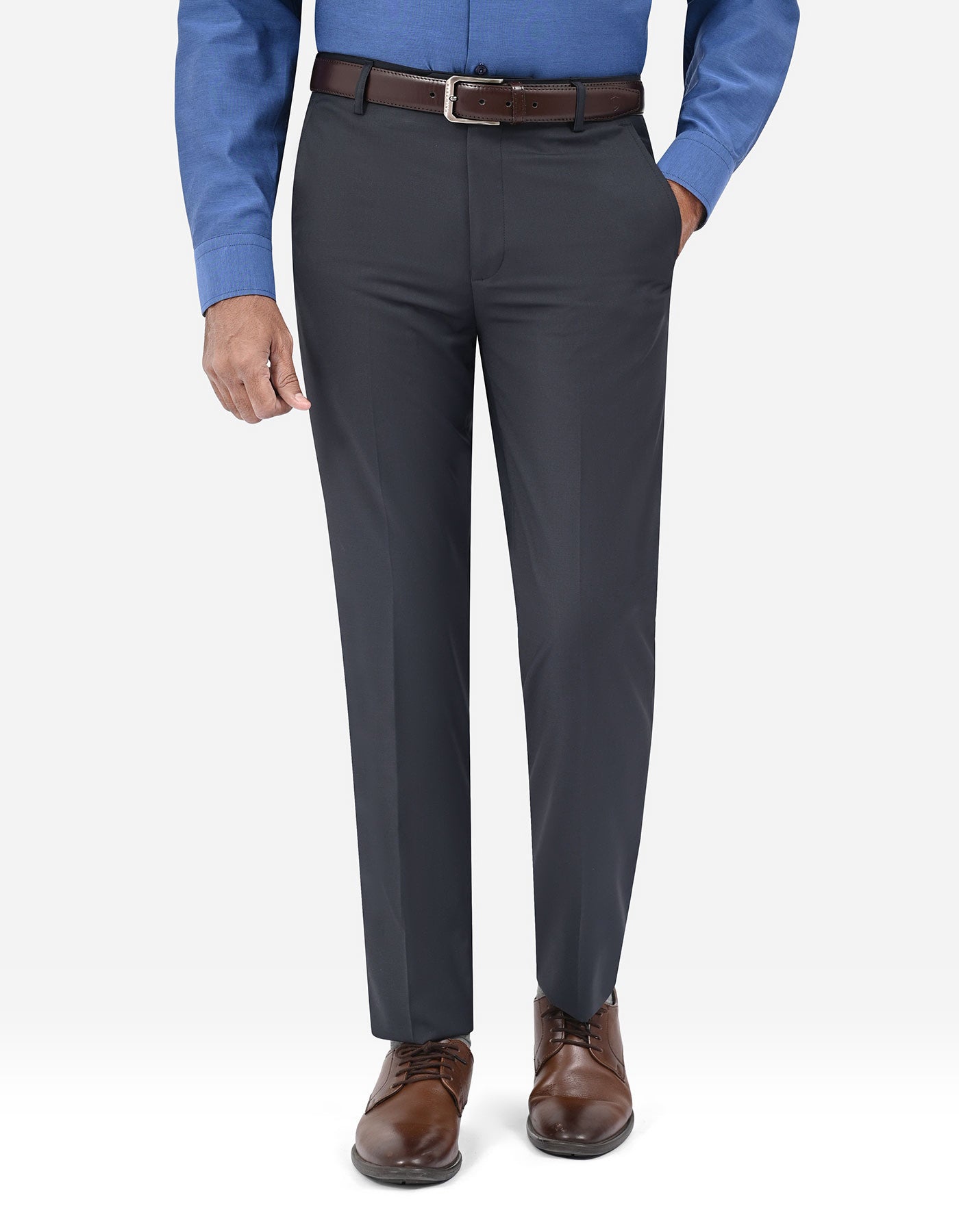 Charcoal Plain Formal Trouser Classic Fit FT642C-32