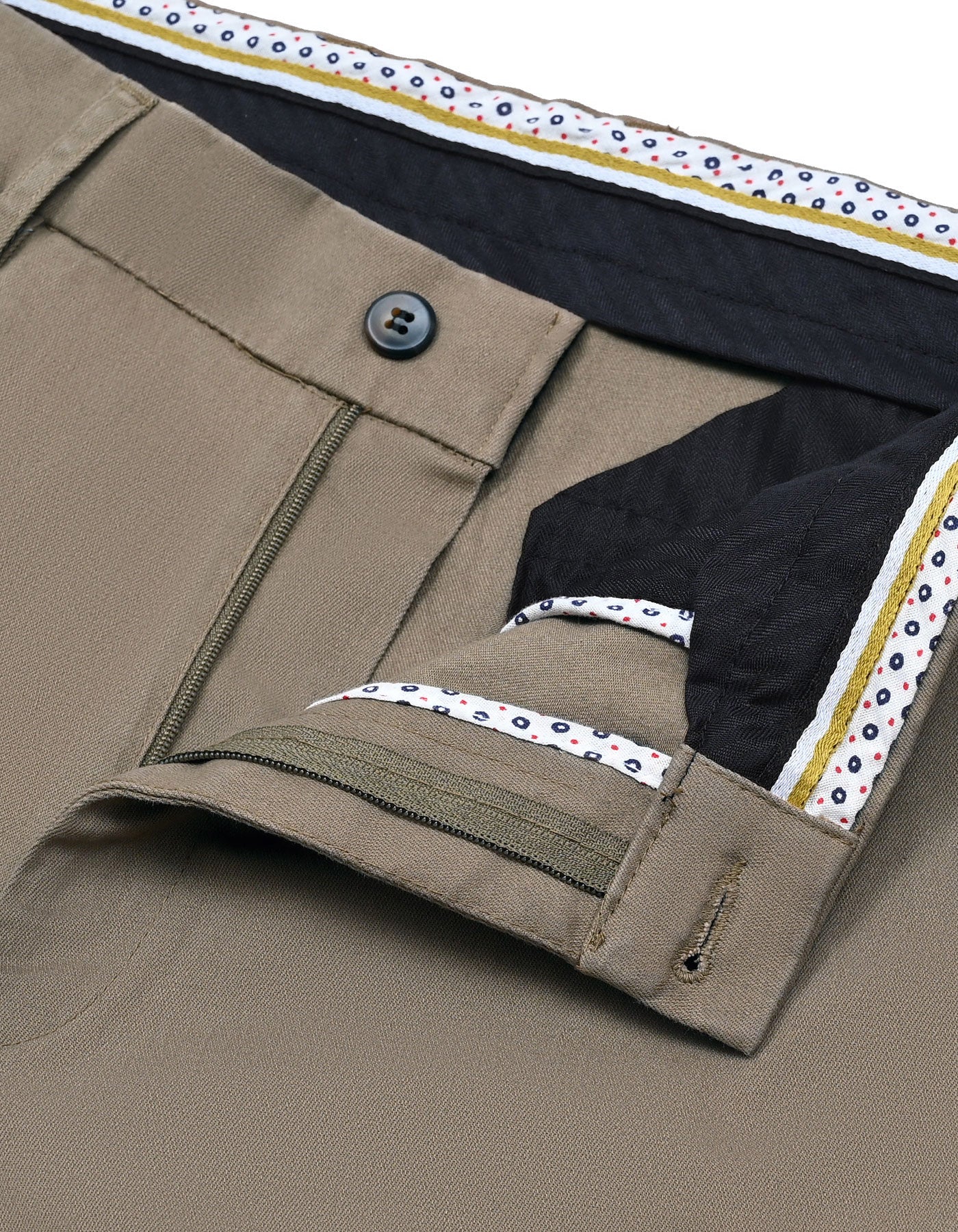 D Khaki Classic Fit Cotton Trouser FTC2459C-30
