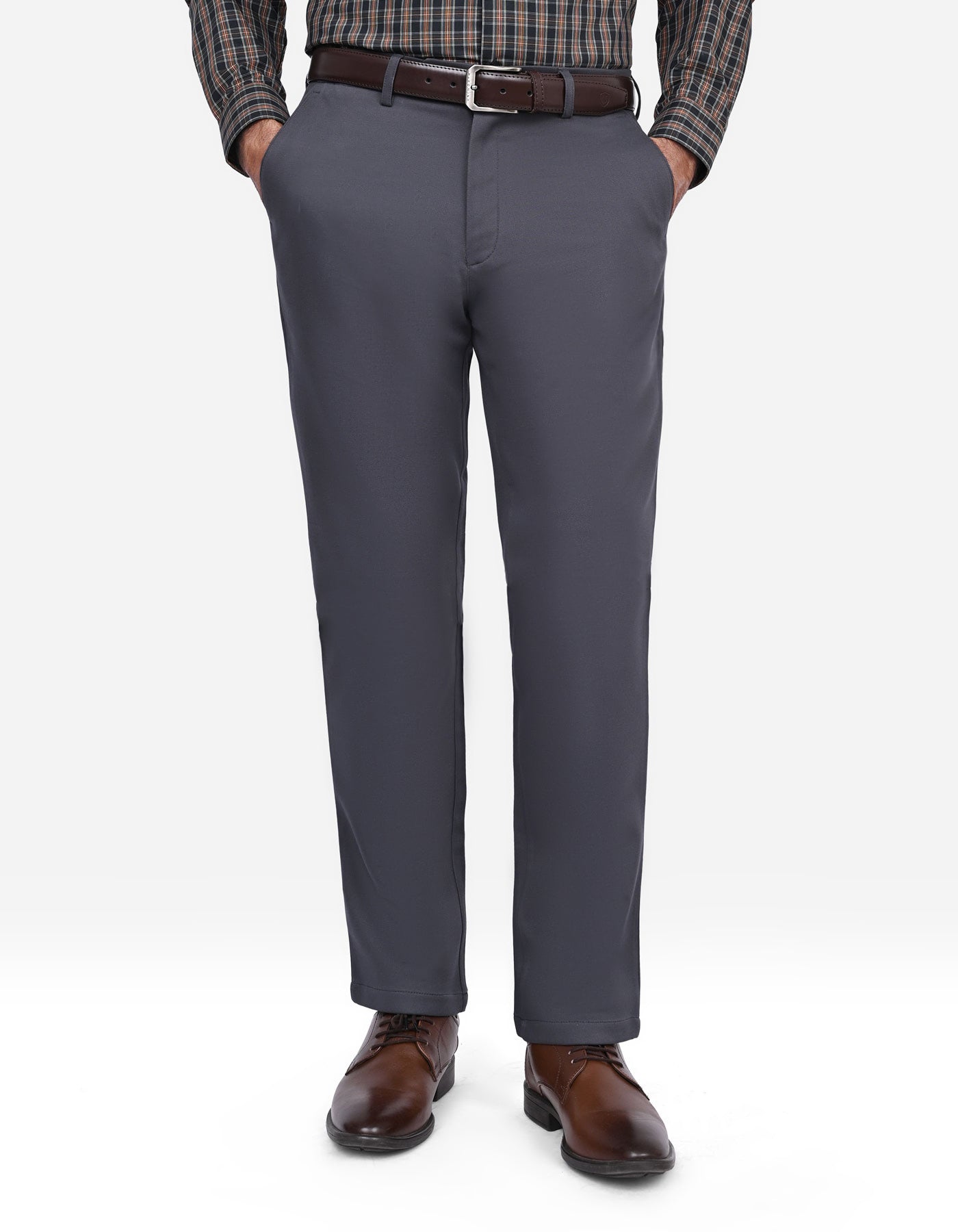 D Grey Classic Fit Cotton Trouser FTC2563C-28