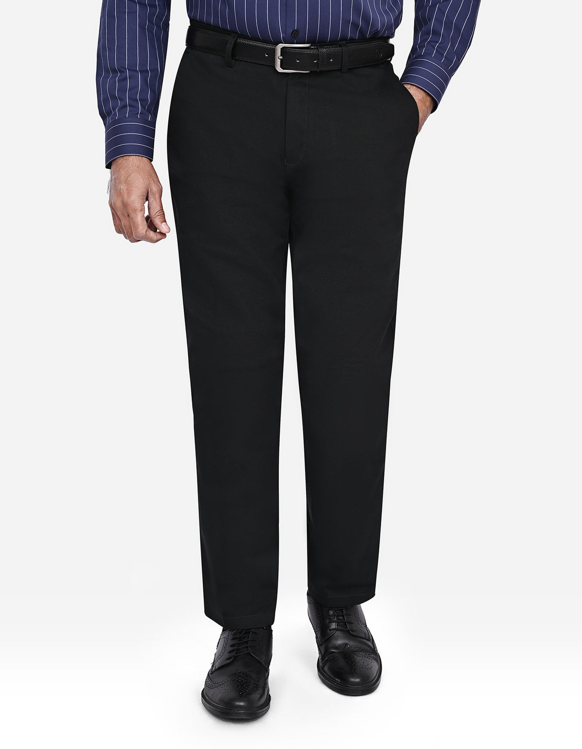 Black Plain Classic Fit Cotton Trouser