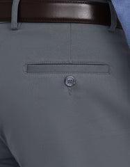 Grey Plain Classic Fit Cotton Trouser