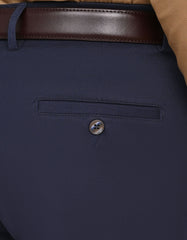 Navy Plain Classic Fit Cotton Trouser