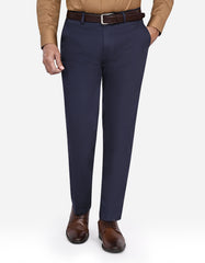 Navy Plain Classic Fit Cotton Trouser