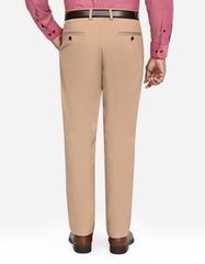 Khaki Plain Smart Fit Cotton Trouser