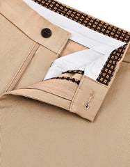Khaki Plain Smart Fit Cotton Trouser