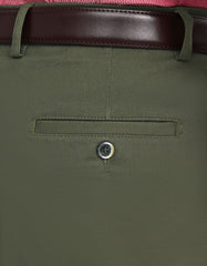 Olive Plain Smart Fit Cotton Trouser