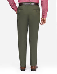 Olive Plain Smart Fit Cotton Trouser