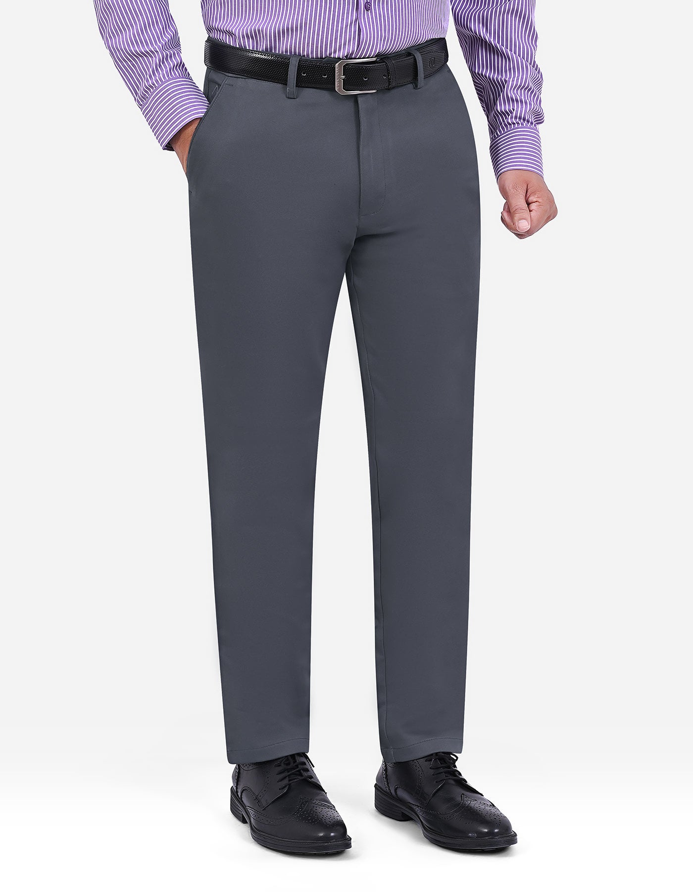 D Grey Smart Fit Cotton Trouser FTC2619S-32