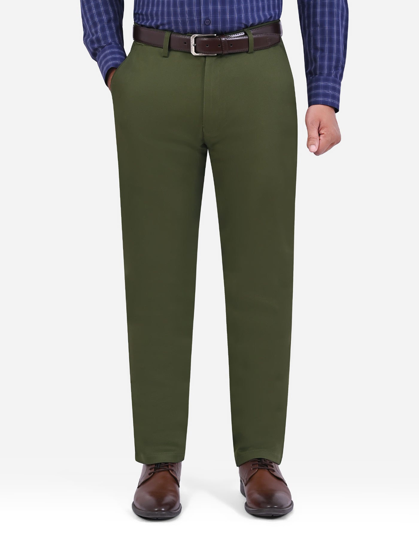 Olive Smart Fit Cotton Trouser FTC2621S-32
