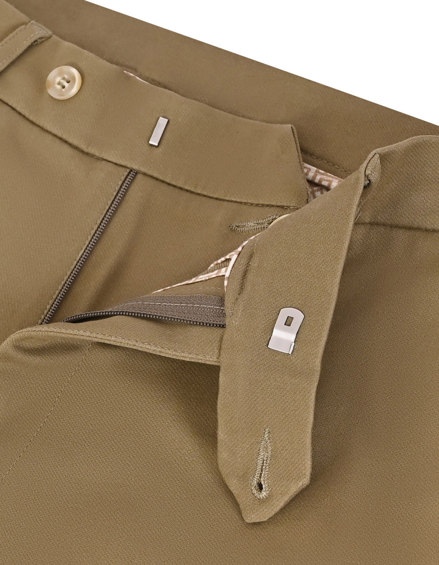 L Khaki Classic Fit Cotton Trouser FTC2622C-34
