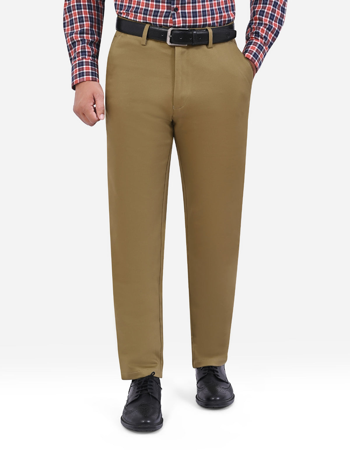 L Khaki Classic Fit Cotton Trouser FTC2622C-32
