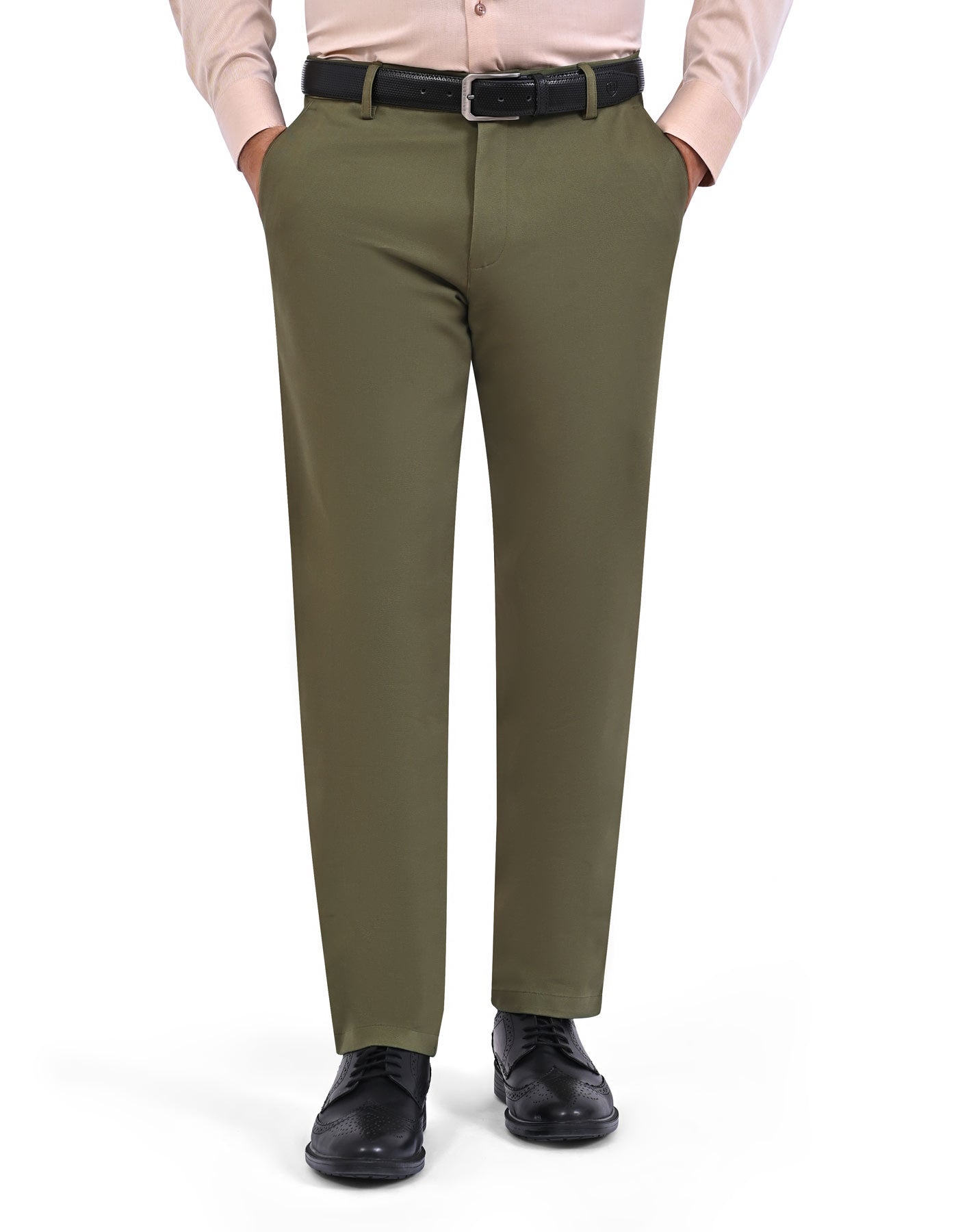 Olive Smart Fit Cotton Trouser FTC2628S-30