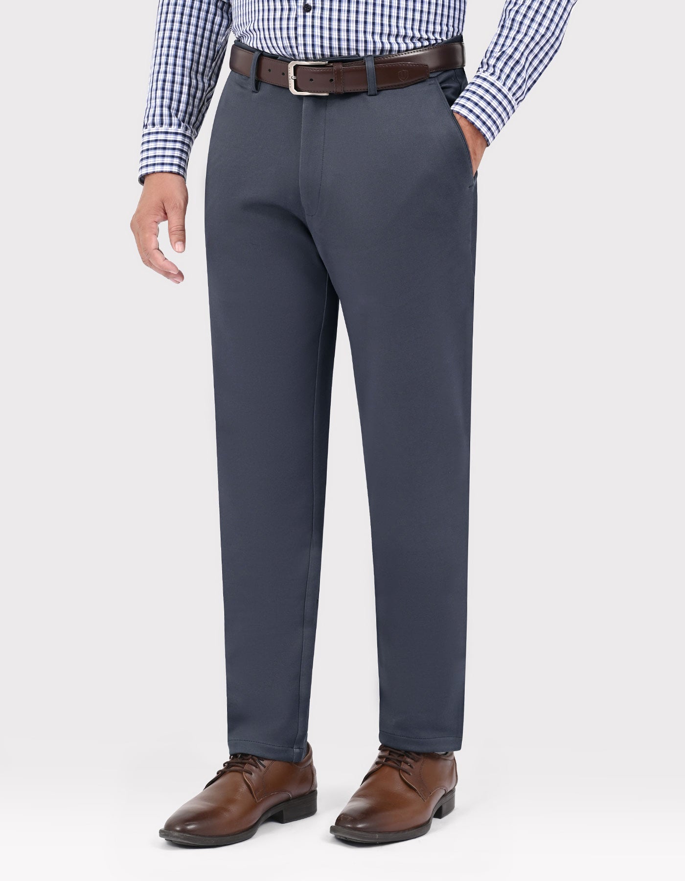 D Grey Classic Fit Cotton Trouser FTC2648C-32