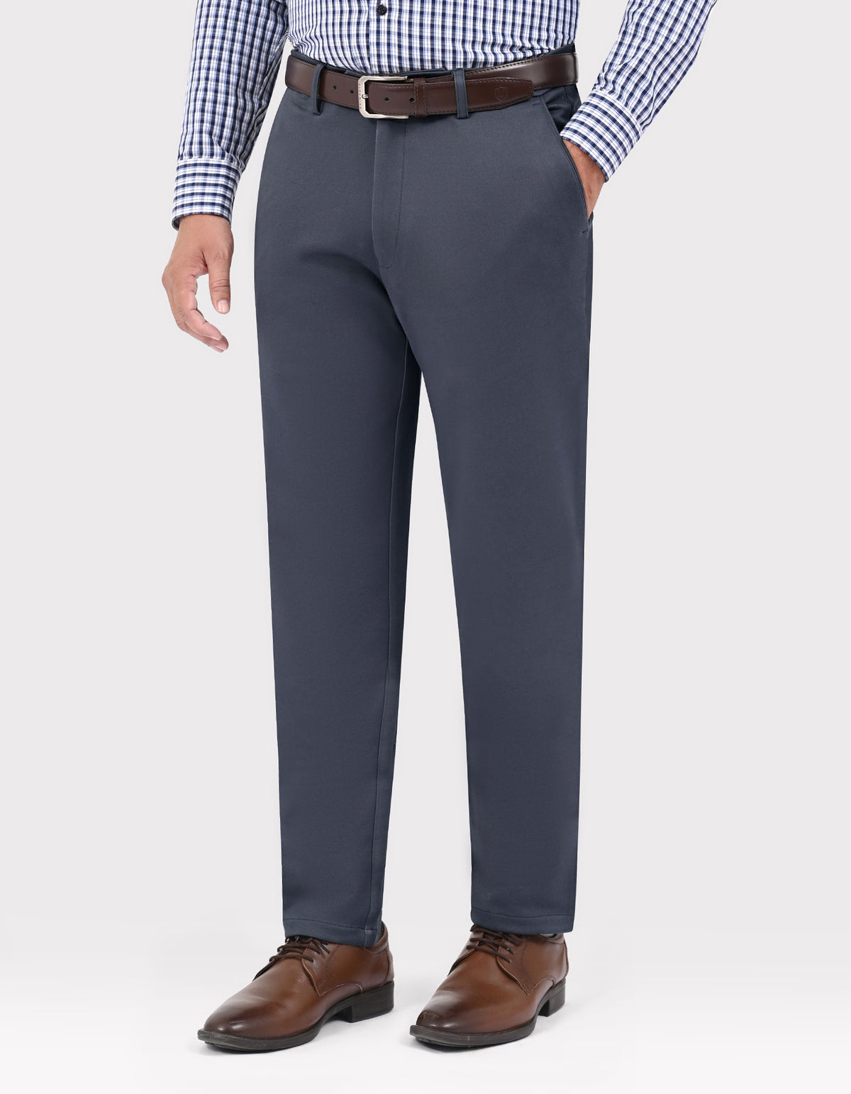 D Grey Smart Fit Cotton Trouser FTC2648S-32
