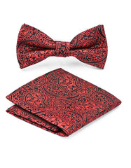 Maroon Texture Bow Tie Set