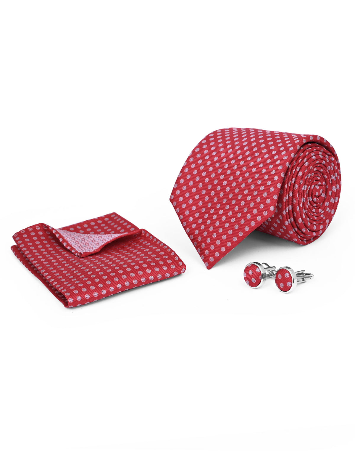 Maroon Geometric Cufflink Tie Set