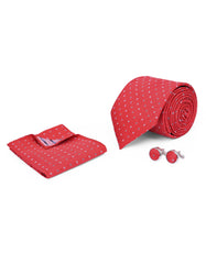 Maroon Geometric Cufflink Tie Set