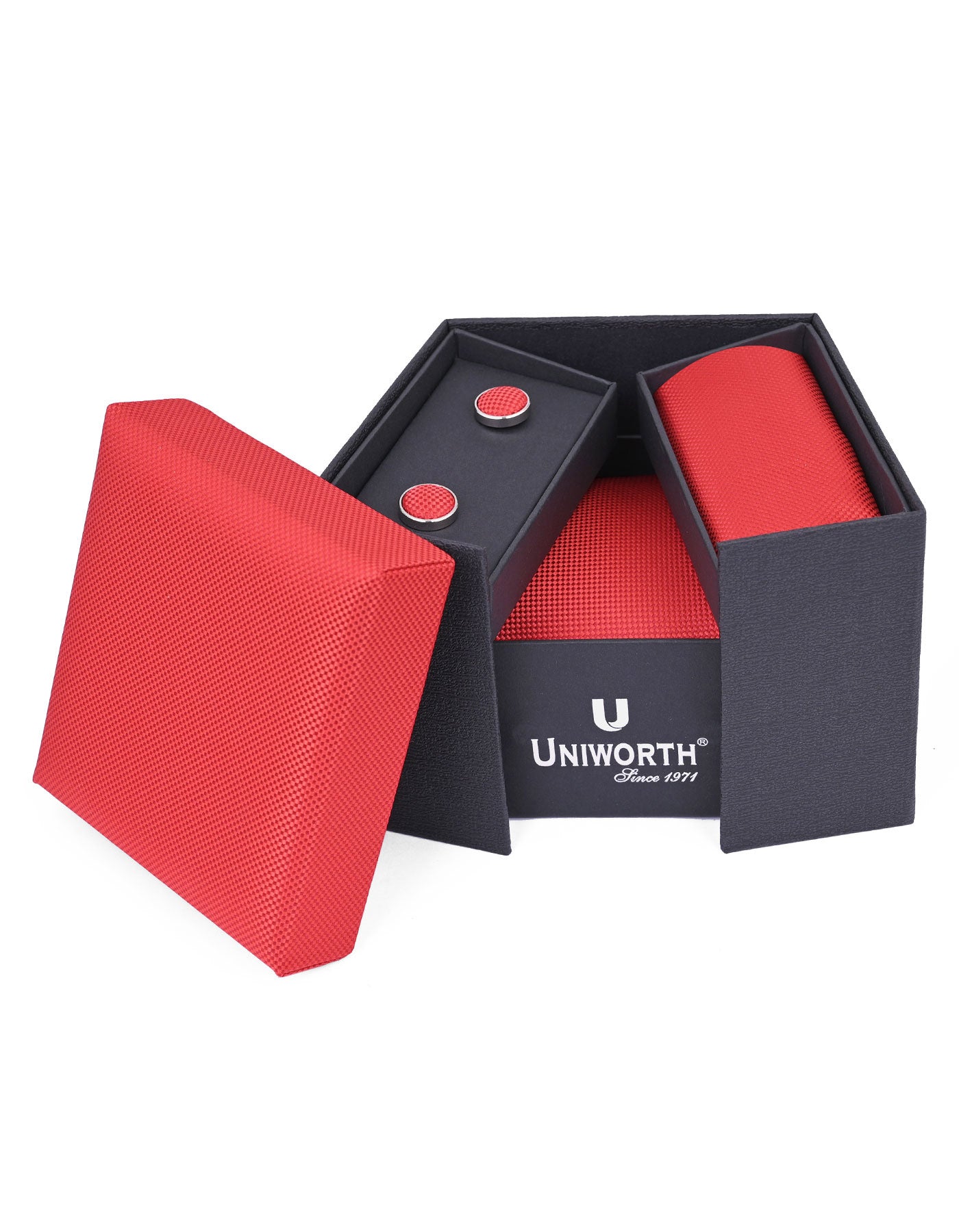Red Texture Cufflink Tie Set