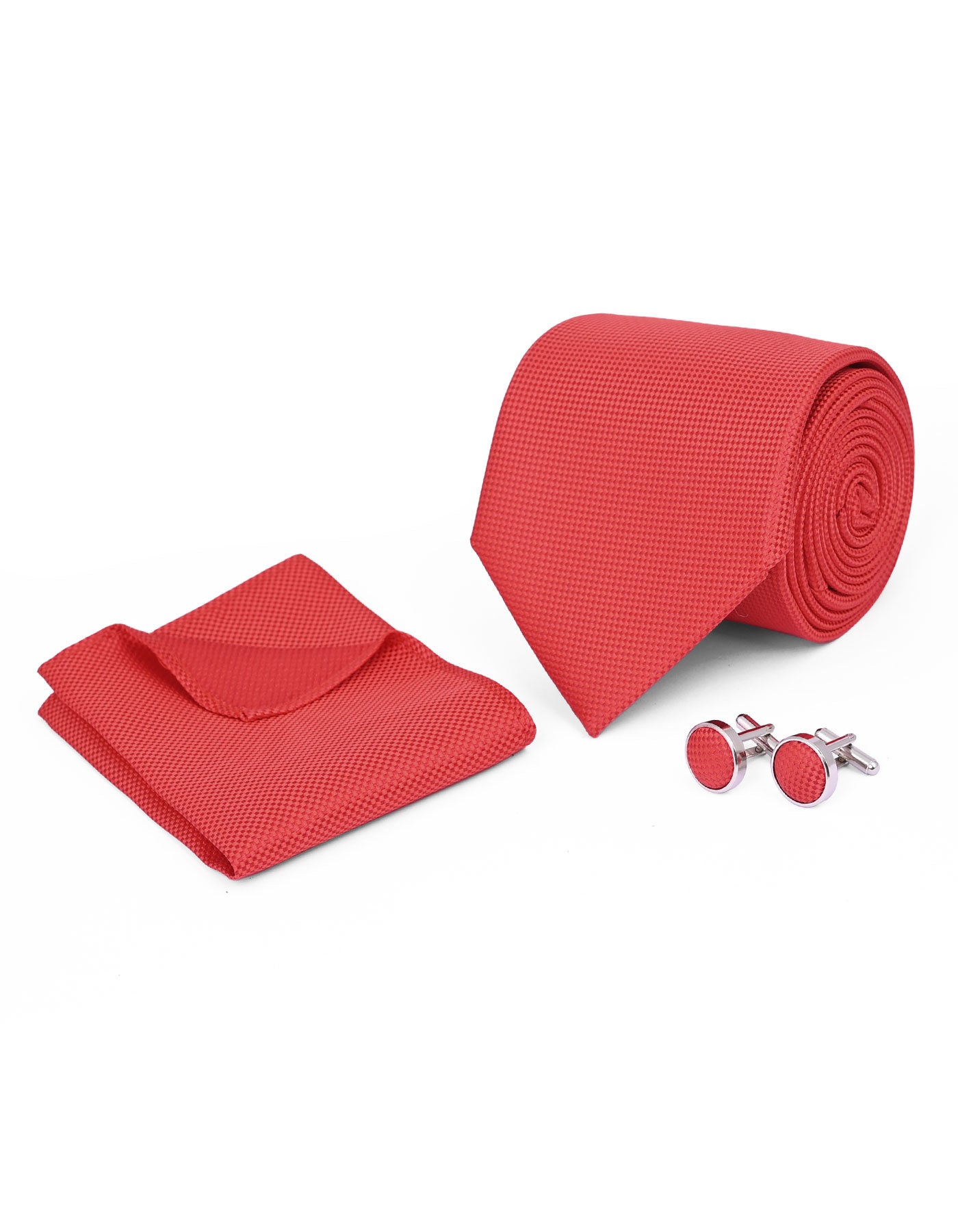Red Texture Cufflink Tie Set