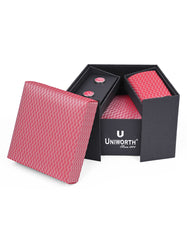 Brown Geometric Cufflink Tie Set