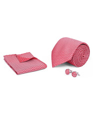 Brown Geometric Cufflink Tie Set