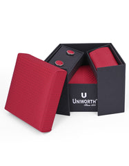 Red Geometric Cufflink Tie Set