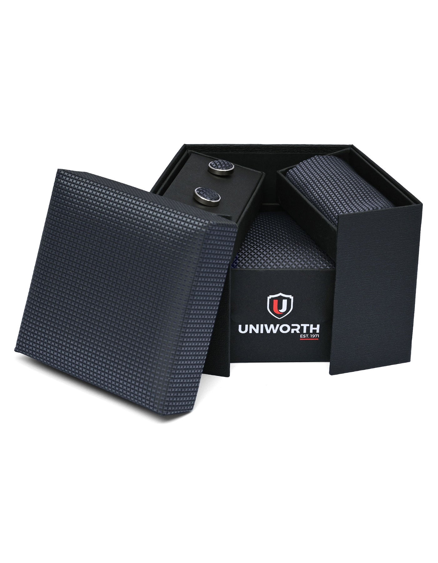 Black Geometric Cufflink Tie Set