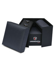 Black Geometric Cufflink Tie Set