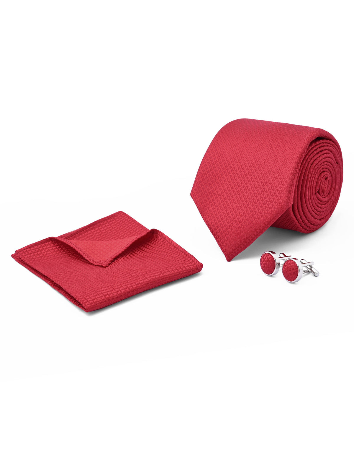 Red Geometric Cufflink Tie Set