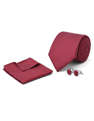 Red Geometric Cufflink Tie Set
