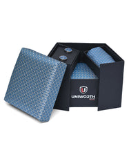 Teal Geometric Cufflink Tie Set