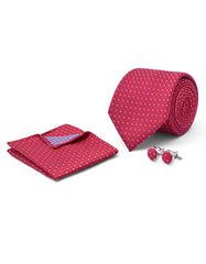 Red Geometric Cufflink Tie Set