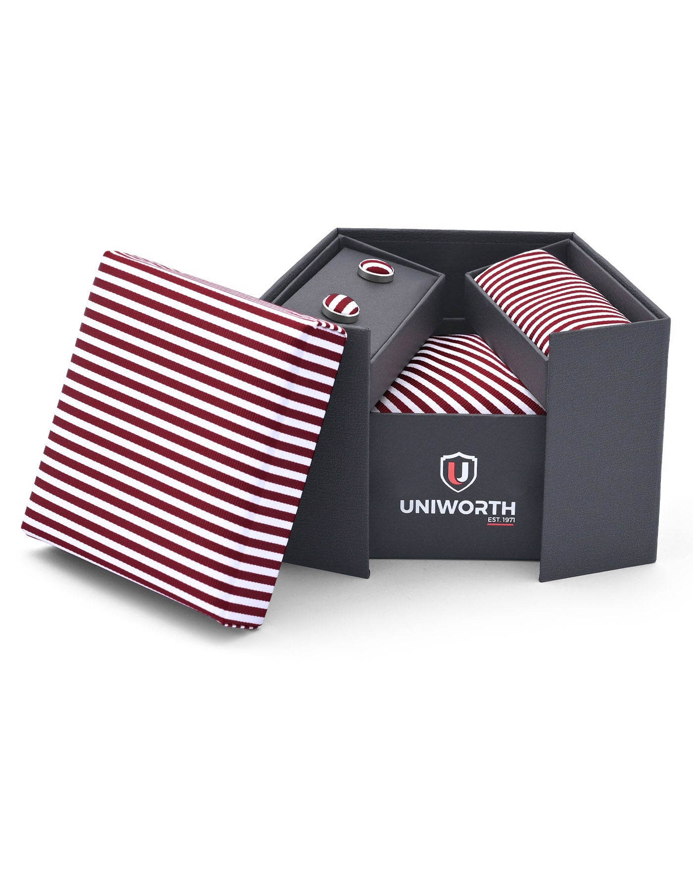 Red Geometric Cufflink Tie Set