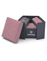 Red Geometric Cufflink Tie Set