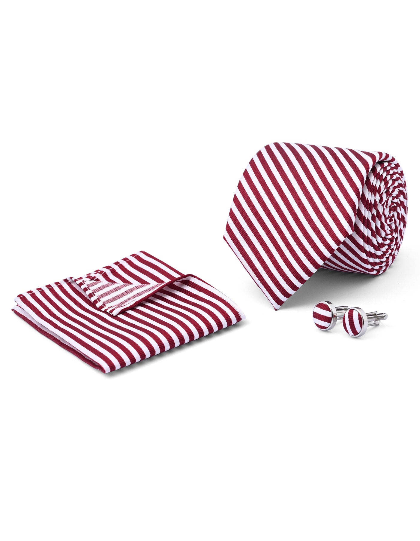 Red Geometric Cufflink Tie Set