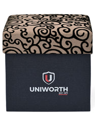 Brown Geometric Cufflink Tie Set