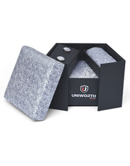 Silver Geometric Cufflink Tie Set