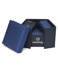 Blue Geometric Cufflink Tie Set