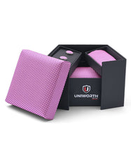 Pink Geometric Cufflink Tie Set