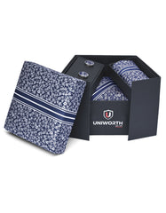 Blue Geometric Cufflink Tie Set