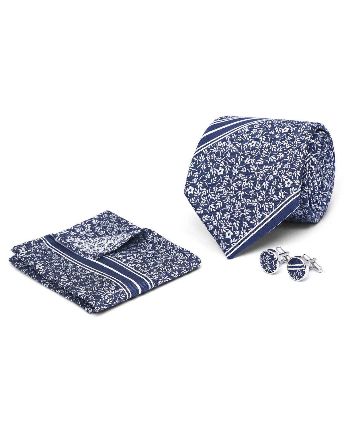 Blue Geometric Cufflink Tie Set