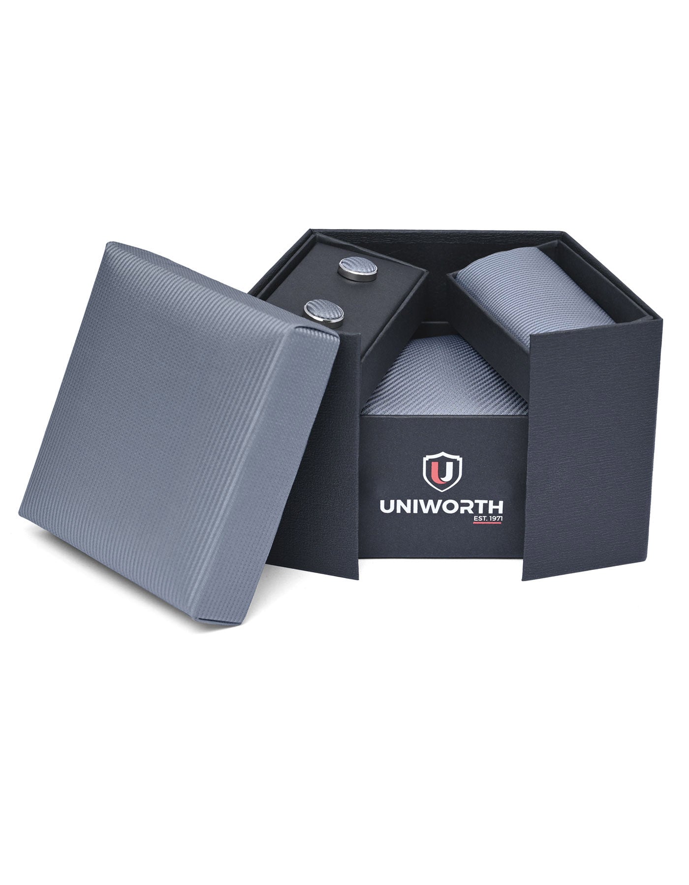 Grey Geometric Cufflink Tie Set