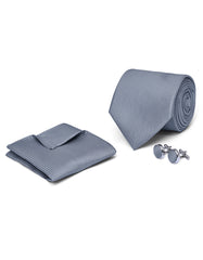 Grey Geometric Cufflink Tie Set