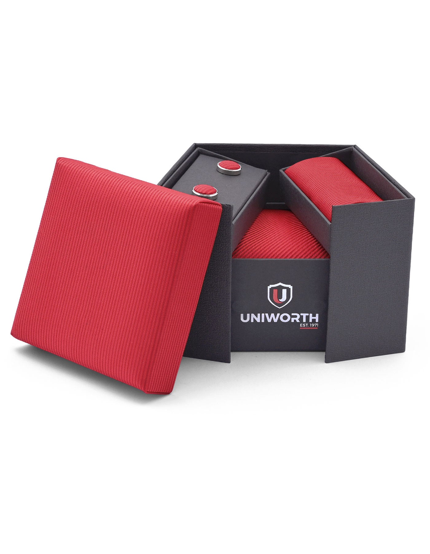 Red Geometric Cufflink Tie Set