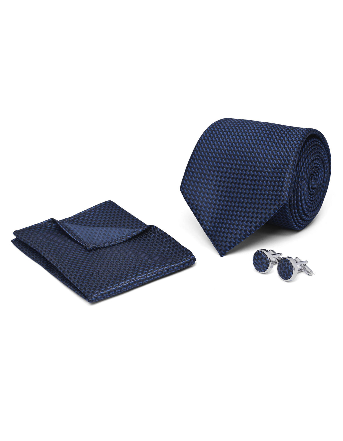 Black Geometric Cufflink Tie Set