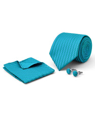 Turquoise Geometric Cufflink Tie Set